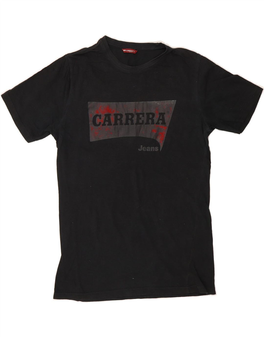 CARRERA Mens Graphic T-Shirt Top Small Black Cotton Vintage Carrera and Second-Hand Carrera from Messina Hembry 