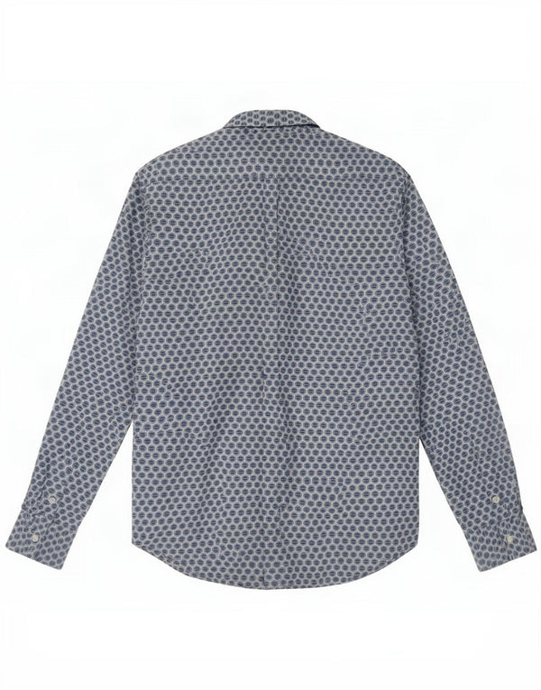 Camicia da donna Benetton UK 6 XS blu cotone geometrico