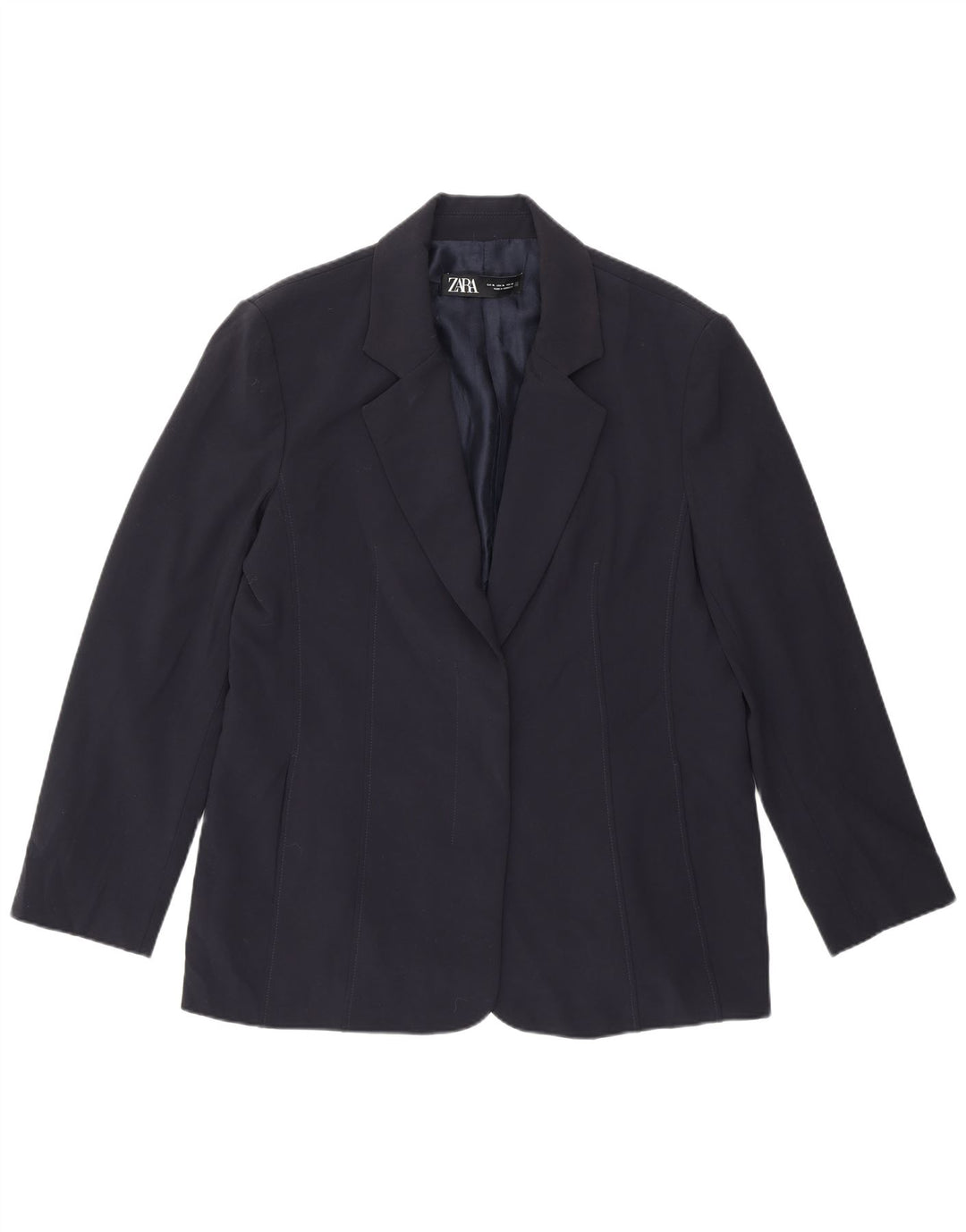 Zara Mujer Blazer Chaqueta ES 40 XL Poliéster Azul Marino