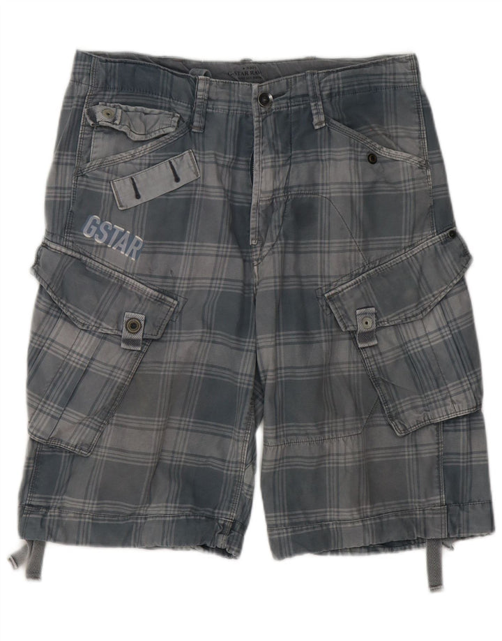 Pantalones cortos tipo cargo G-Star para hombre W32 Algodón a cuadros gris medio
