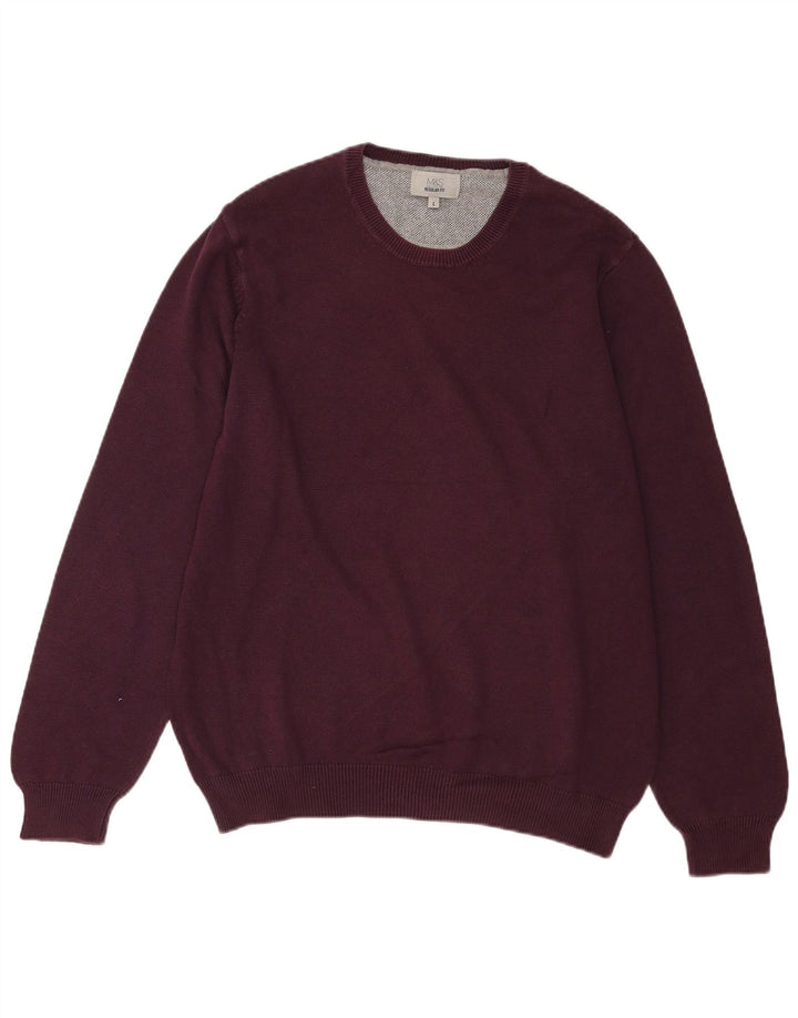 Marks & Spencer Mens Regular Fit Crew Neck Jumper Sweater Large Burgundy