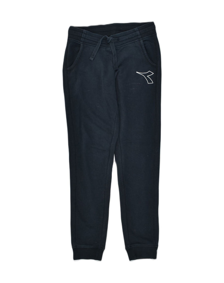 DIADORA Womens Tracksuit Trousers Joggers UK 6 XS Navy Blue Cotton | Vintage | Thrift | Second-Hand | Used Clothing | Messina Hembry 