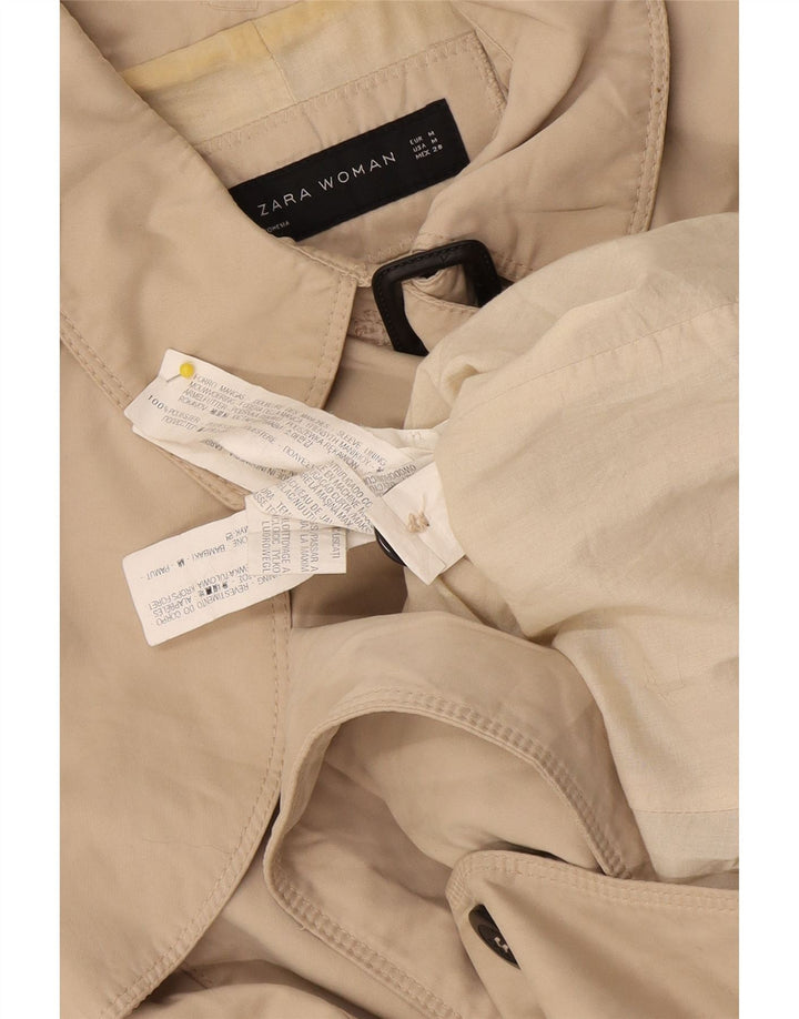 Zara Trench Coat til kvinder UK 12 Medium Beige Polyester