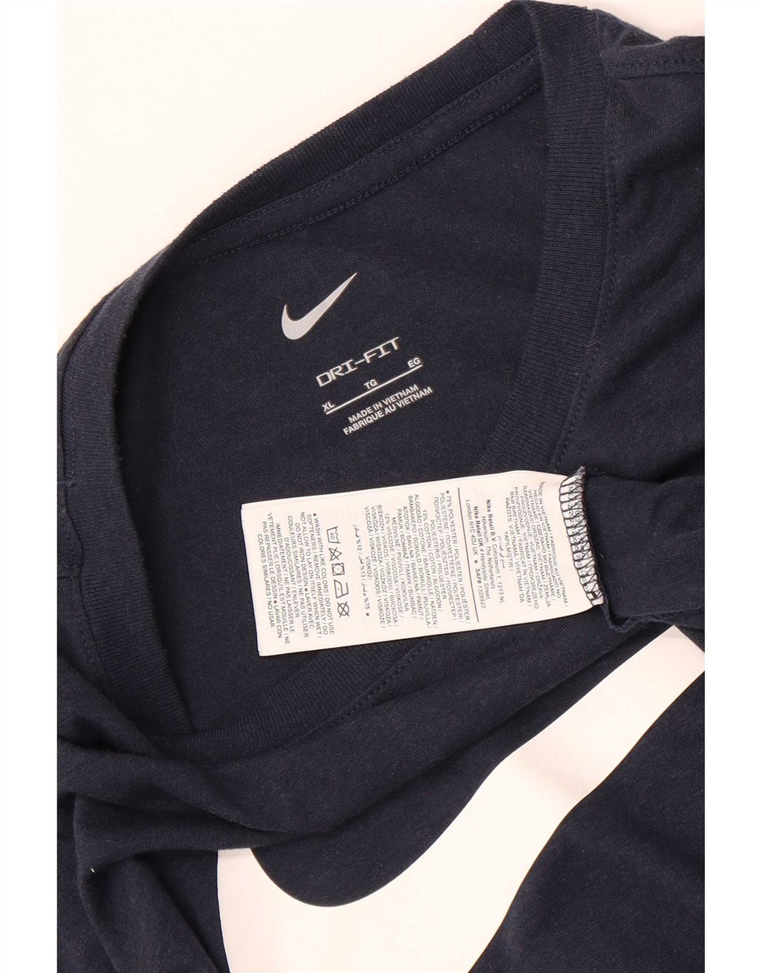 Nike Mens Dri Fit Graphic T-Shirt Top XL Navy Blue Polyester