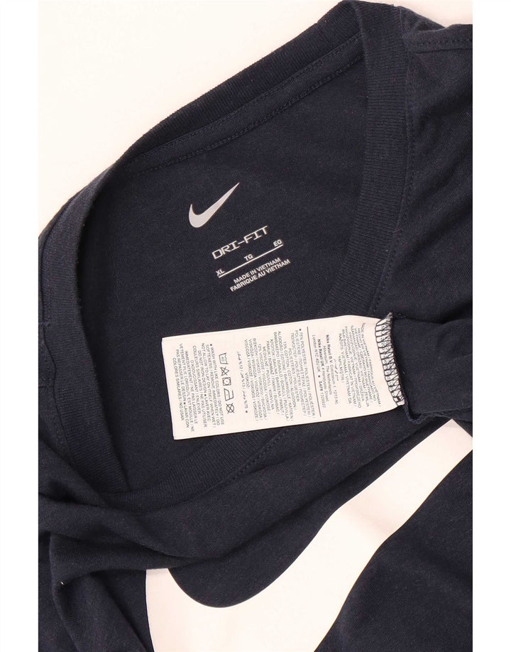Nike Mens Dri Fit Graphic T-Shirt Top XL Navy Blue Polyester