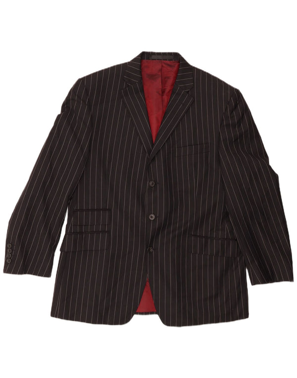 Giacca blazer a 3 bottoni Marks & Spencer da uomo UK 42 grande gessato nero