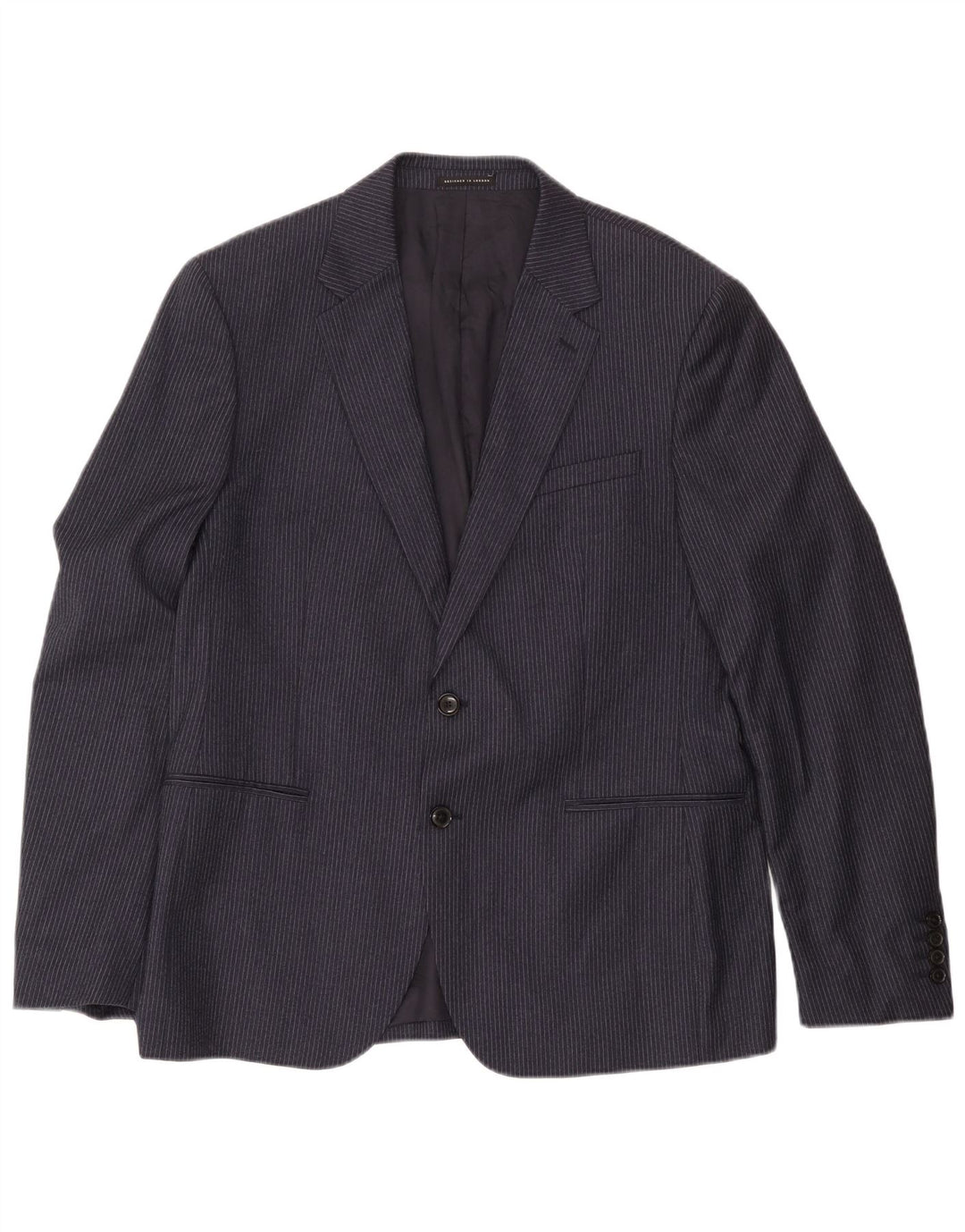 Reiss Mens 2 Button Blazer Jacket UK 40 Large Navy Blue Pinstripe Wool