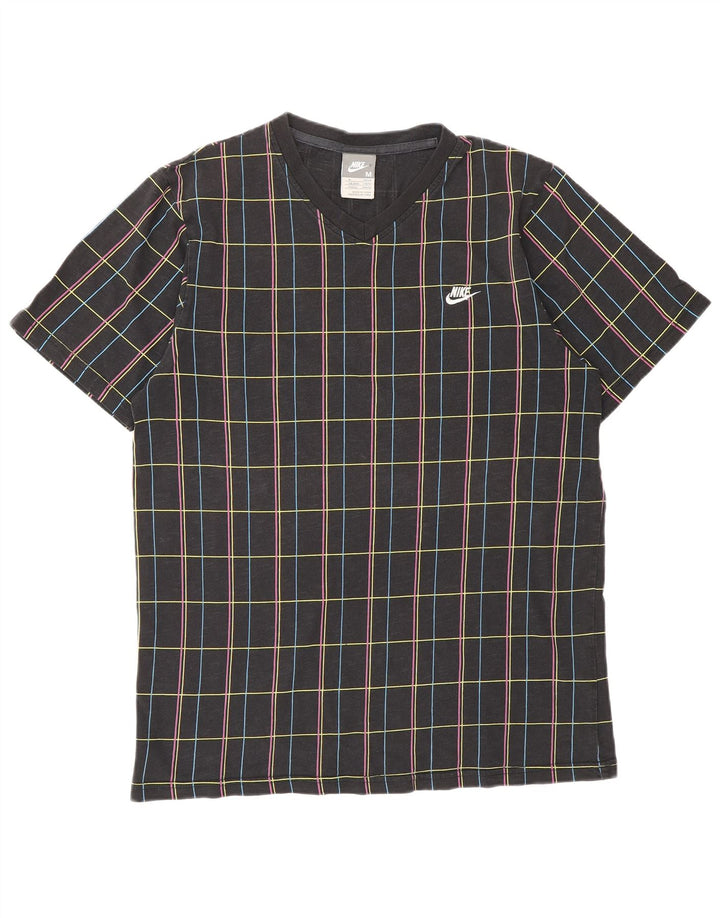 NIKE T-shirt top til mænd UK 39/40 Medium sort ternet bomuld