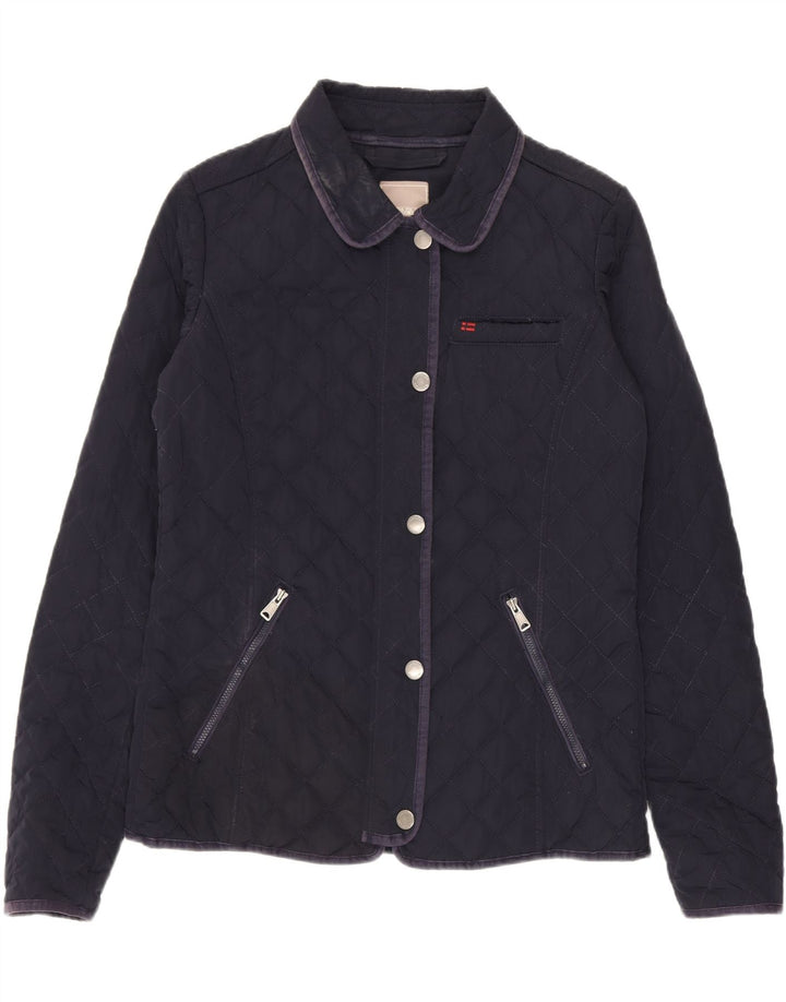 Napapijri Womens Quilted Jacket UK 16 Large Navy Blue Polyester