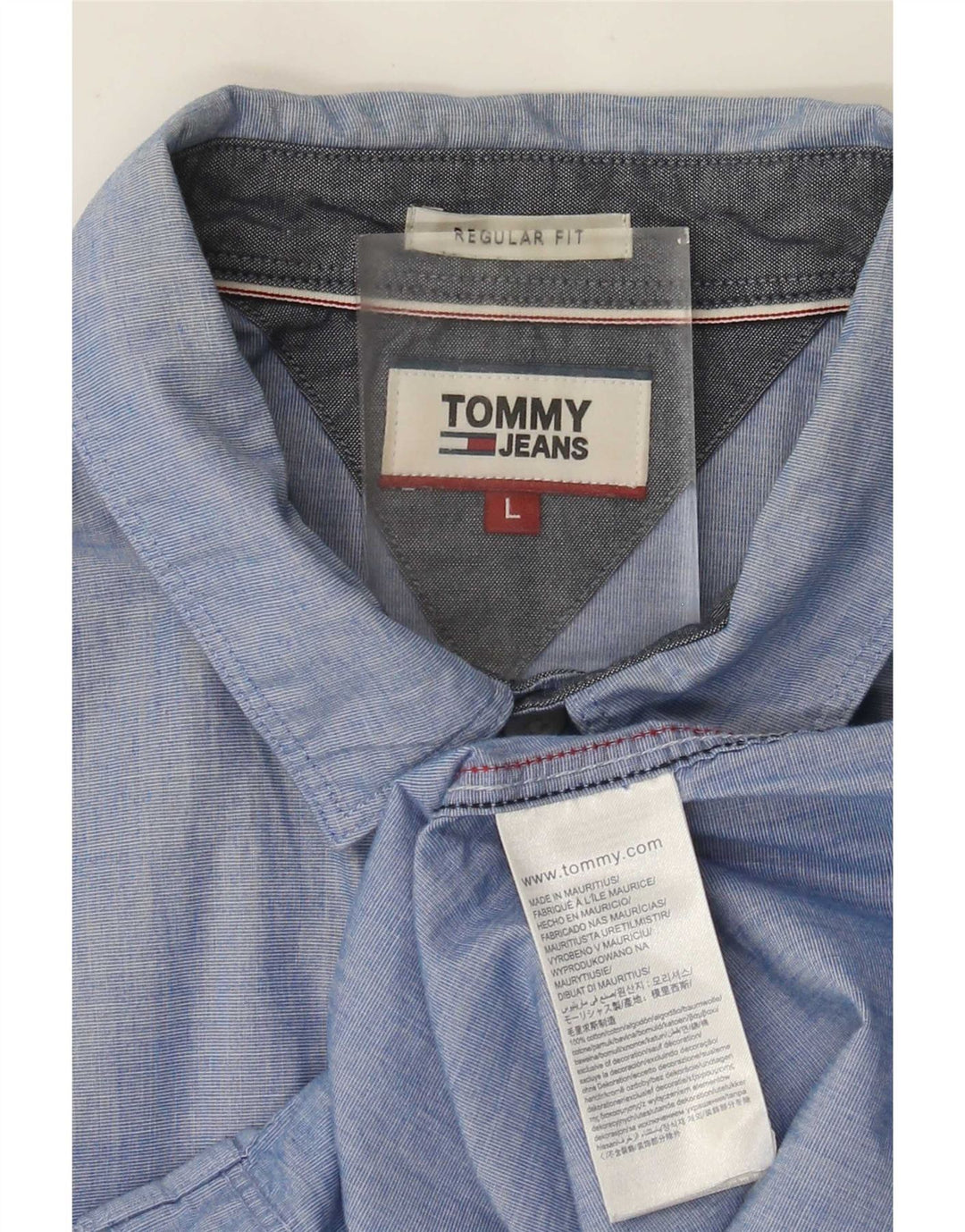 Tommy Hilfiger Mens Regular Fit Shirt Large Blue Cotton