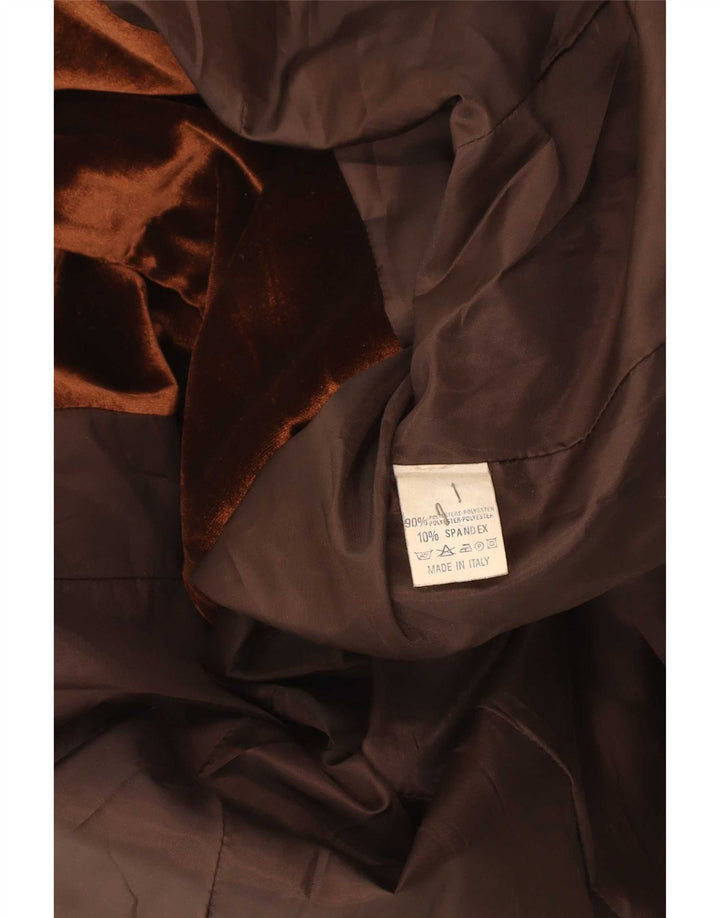Jachetă vintage pentru femei din velur cu 1 nasture, UK 14, maro mediu, clasică