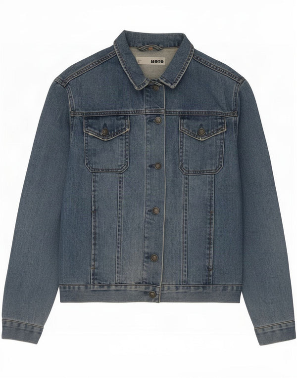 Jachetă Moto Womens Denim UK 12 Medium Blue Bumbac