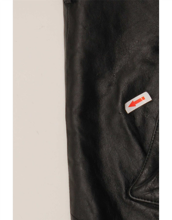 Vintage Mens Leather Jacket UK 36 Small Black Colourblock