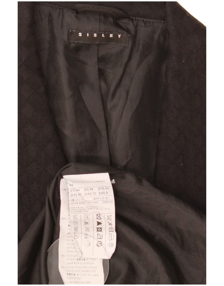 Sisley Womens Longline Sleeveless Blazer Jacket UK 12 Medium Black