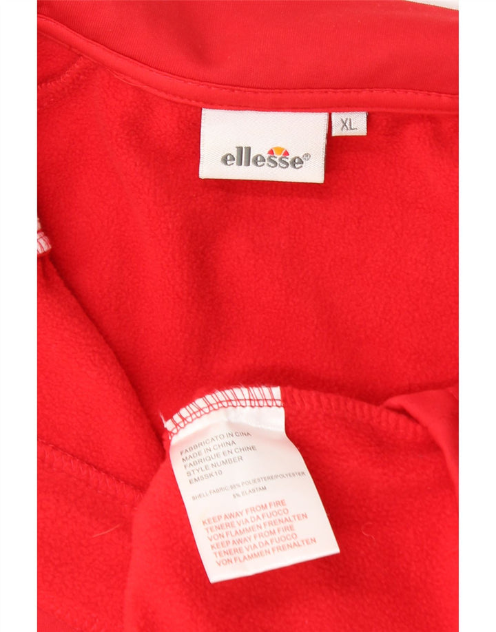 Ellesse Mens Zip Neck Sweatshirt Jumper XL Red Colourblock Polyester
