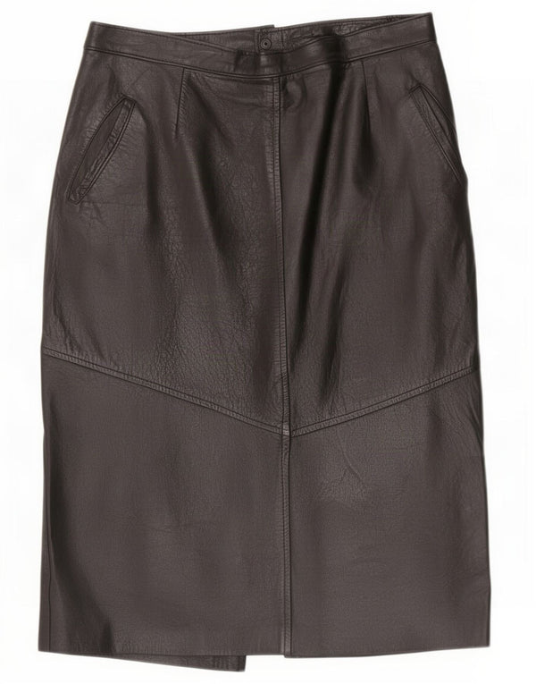 Vintage Damen Lederrock IT 48 XL W30 Schwarz