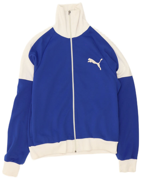 Puma Mens Graphic Tracksuit Top Jacket Medium Blue Colourblock Polyester