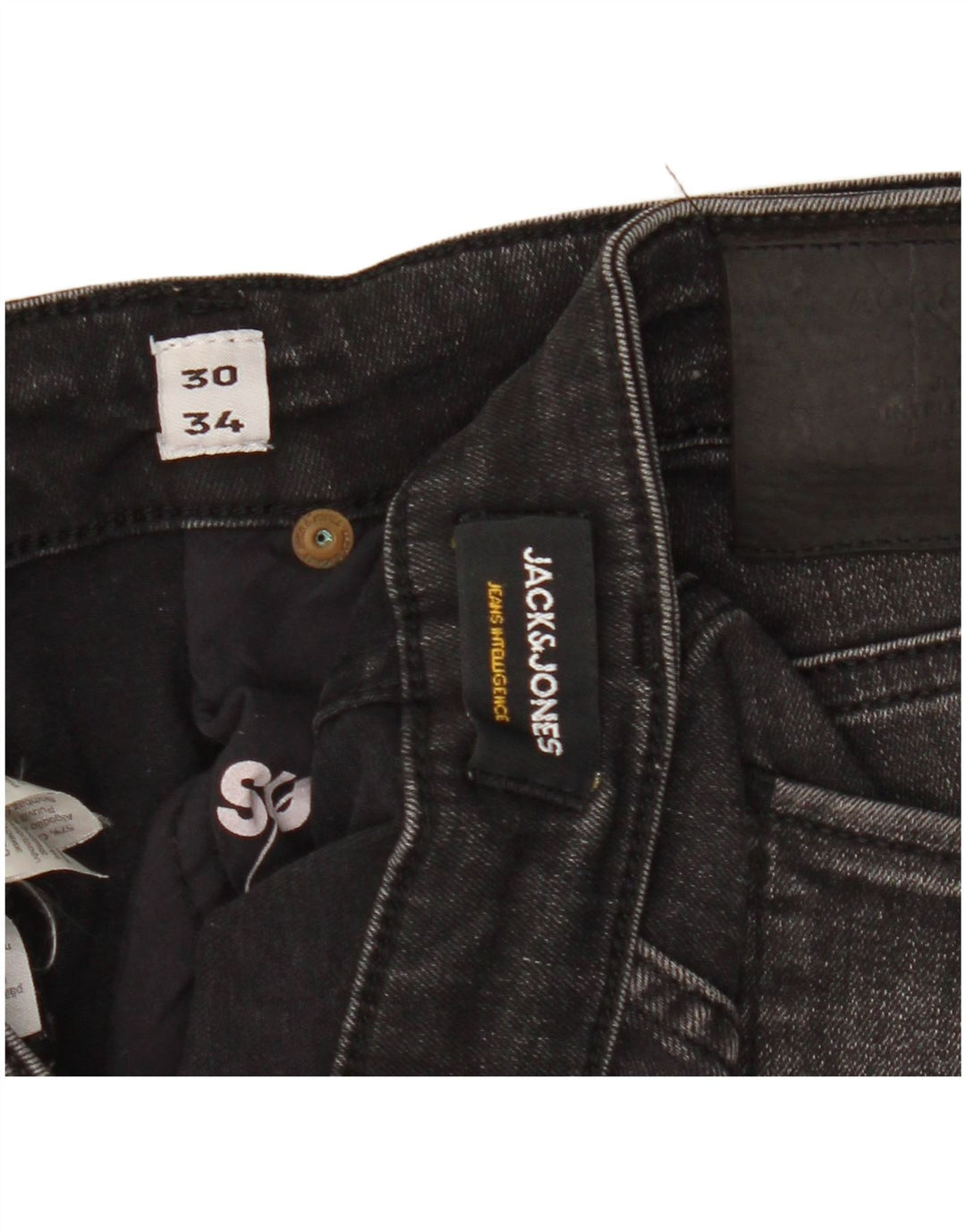 Jack & Jones Mens Slim Jeans W30 L34 Black Cotton