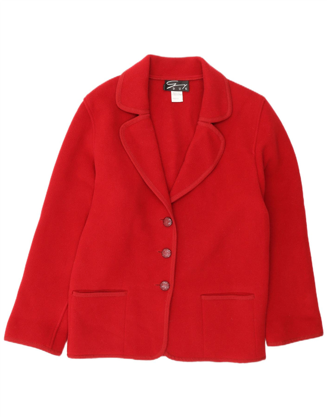 Genny Womens 3 Button Oversized Blazer Jacket UK 10 Small Red Wool