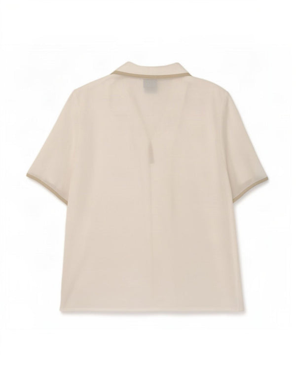 Luisa Spagnoli Blusa de manga corta para mujer IT 46 Large Poliéster blanco