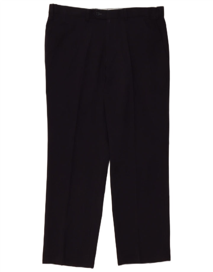 Marks & Spencer Mens Straight Chino Trousers W36 L31 Navy Blue Polyester