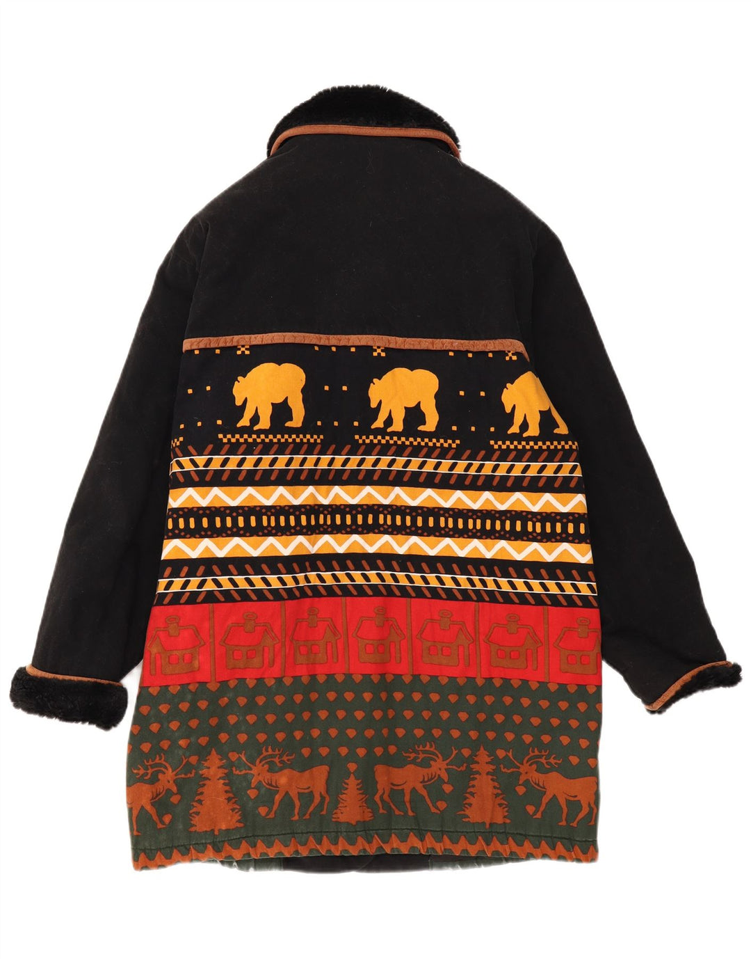 New Fast Womens Overcoat UK 16 Large Black Fair Isle