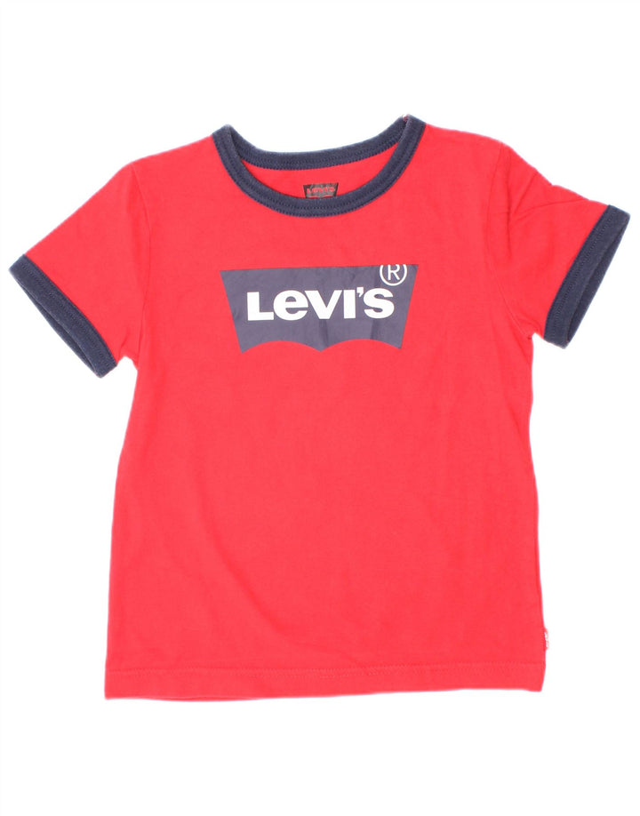 Levi's Boys Graphic T-Shirt Top 3-4 Years Red Colourblock