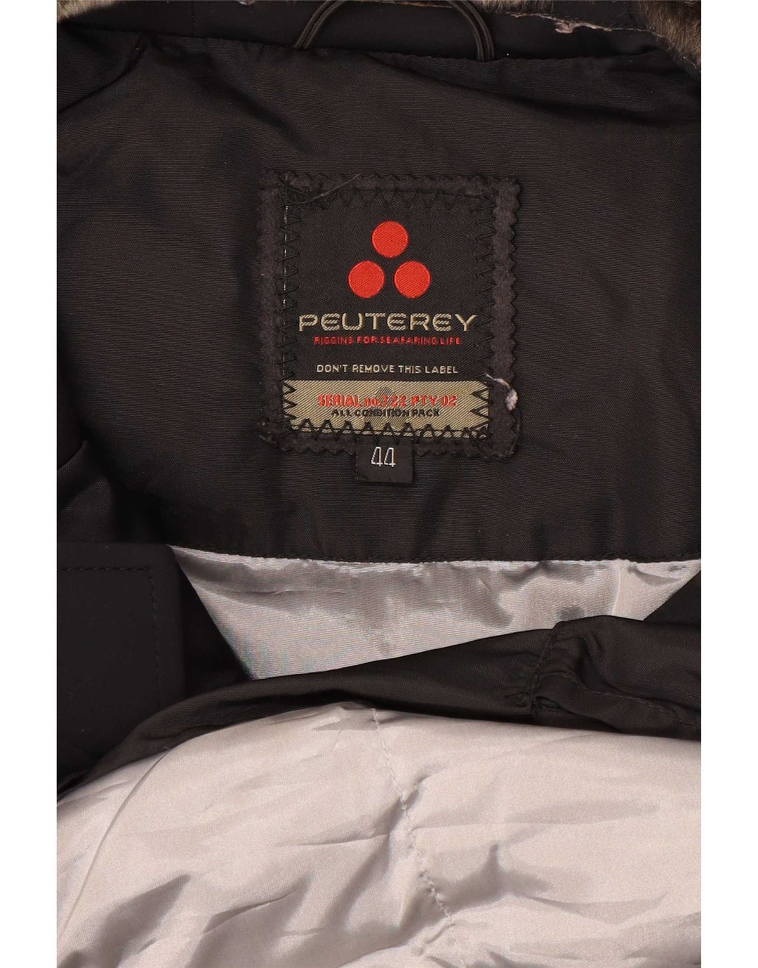 PEUTEREY Womens Hooded Padded Coat EU 44 XL Black Polyamide