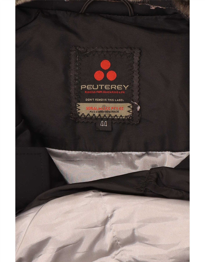 PEUTEREY Womens Hooded Padded Coat EU 44 XL Black Polyamide