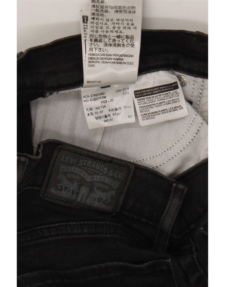 Jeans femininos Levi's Slim W28 L30 algodão preto