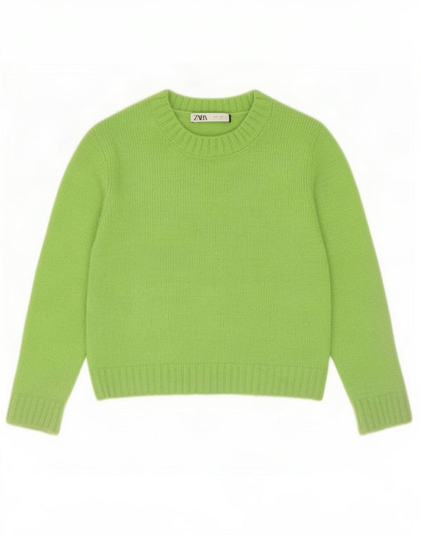 Zara Womens Crop Jumper Sweater UK 10 Small Green