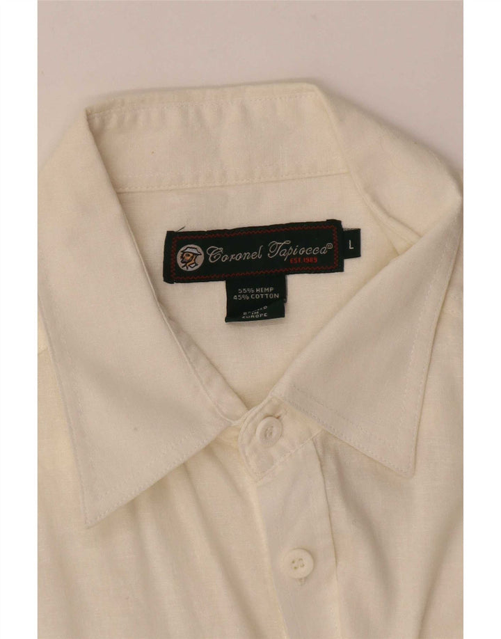 Coronel Tapiocca Herre Militærskjorte Large Off White Linen
