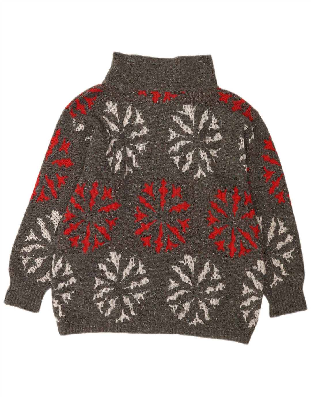 Flou Womens Turtle Neck Jumper Sweater UK 14 Medium Grey Geometric