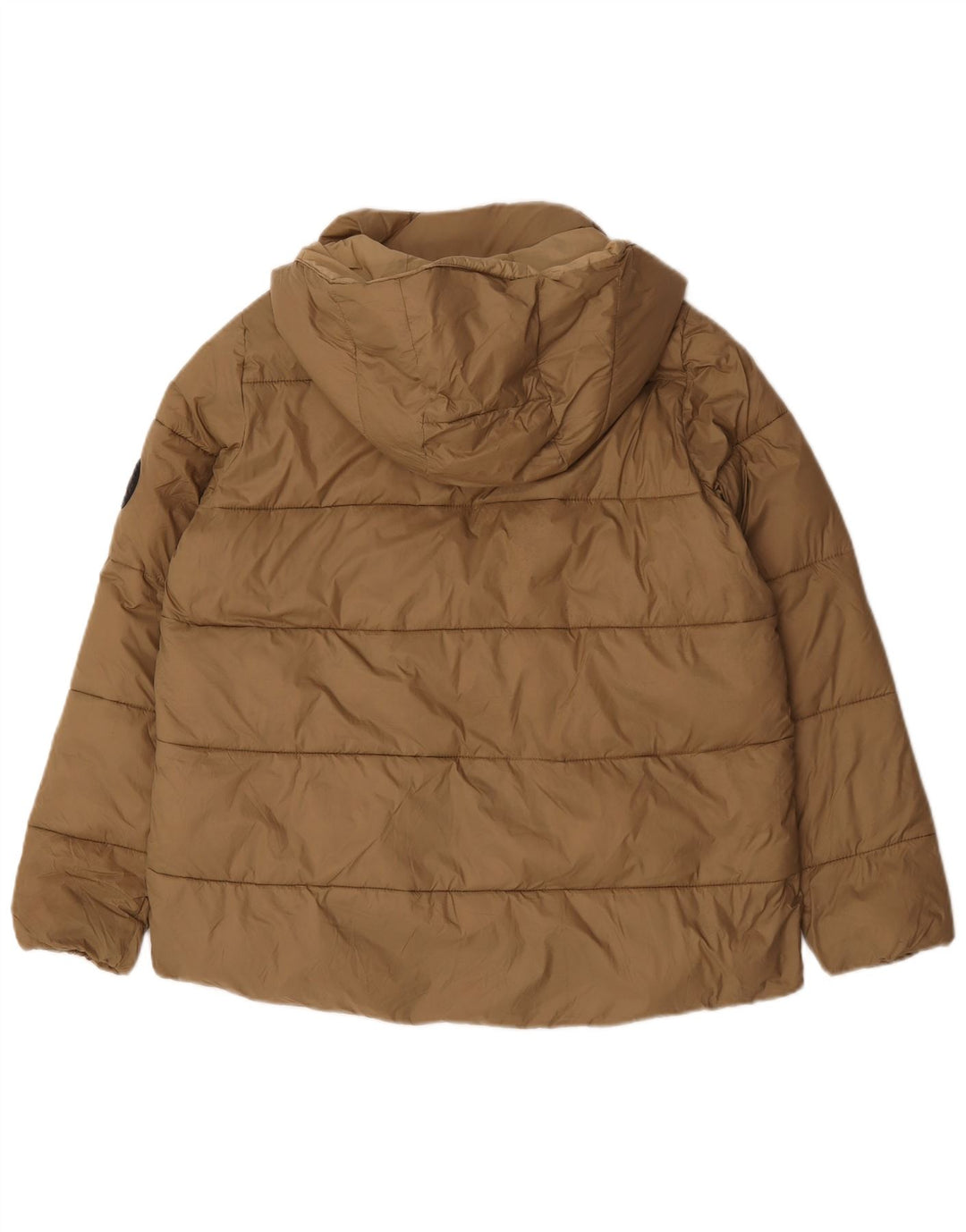 Zara Dame Hætte Oversized Polstret Jakke UK 14 Medium Beige Nylon