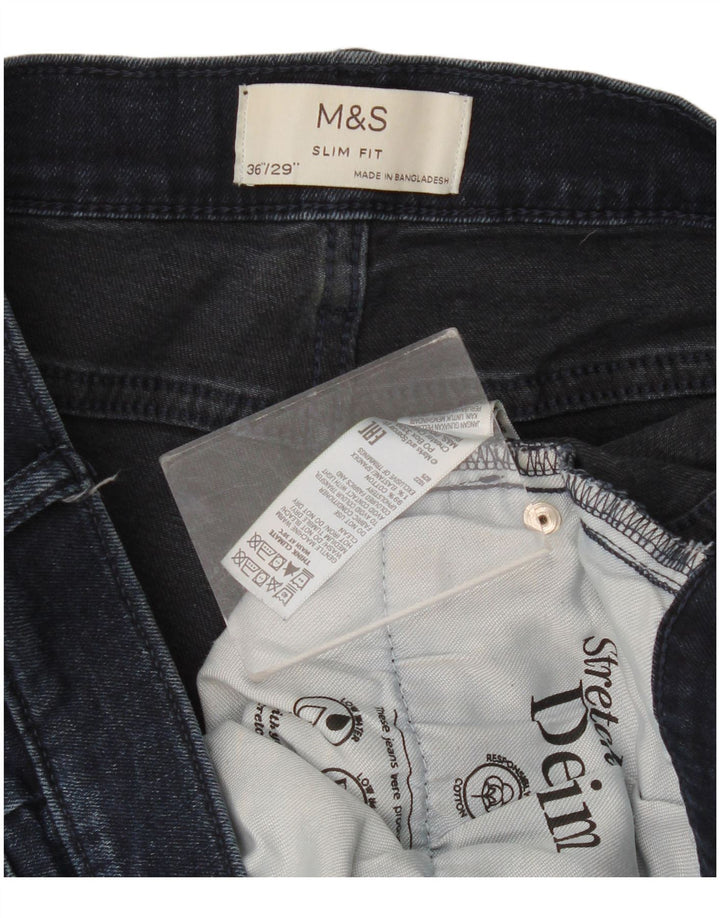 Marks & Spencer Mens Slim Jeans W36 L29 Navy Blue Cotton