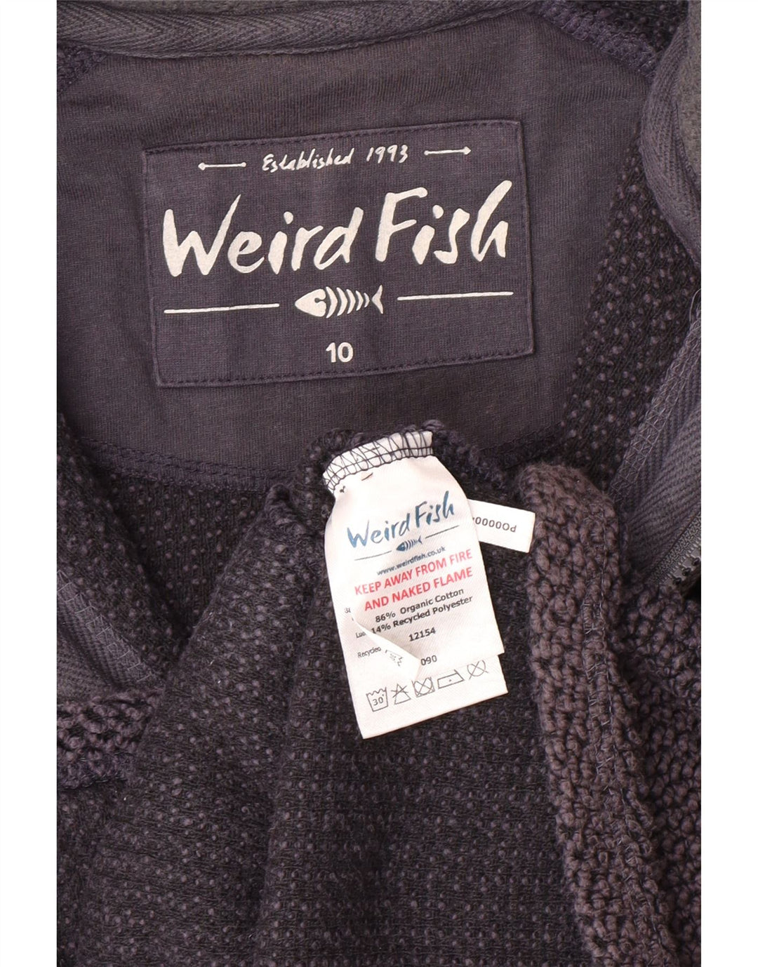 WEIRD FISH Dame træningsdragt topjakke UK 10 Small Navy Blue Cotton
