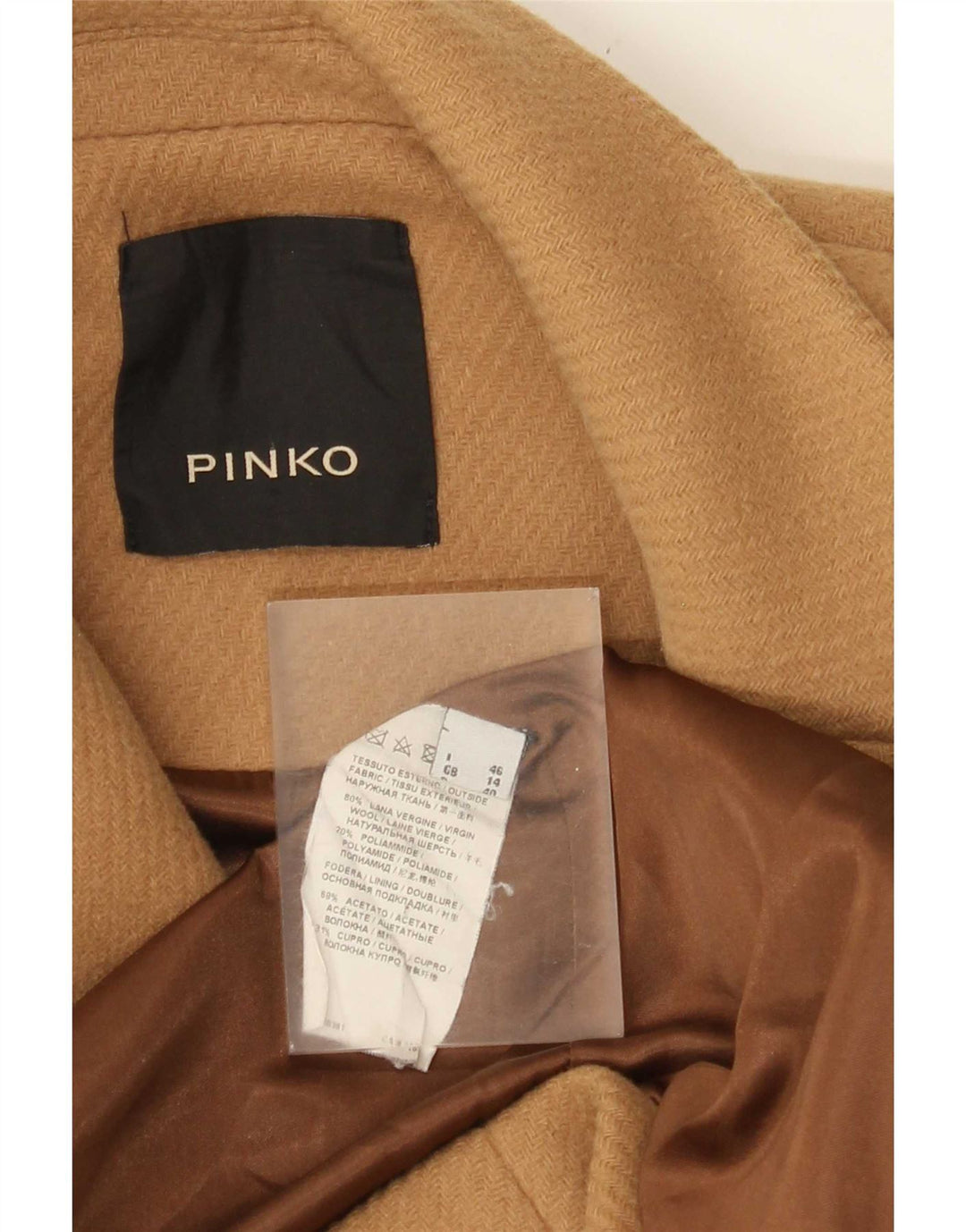 Pinko Womens Overcoat UK 14 Large Beige Wool