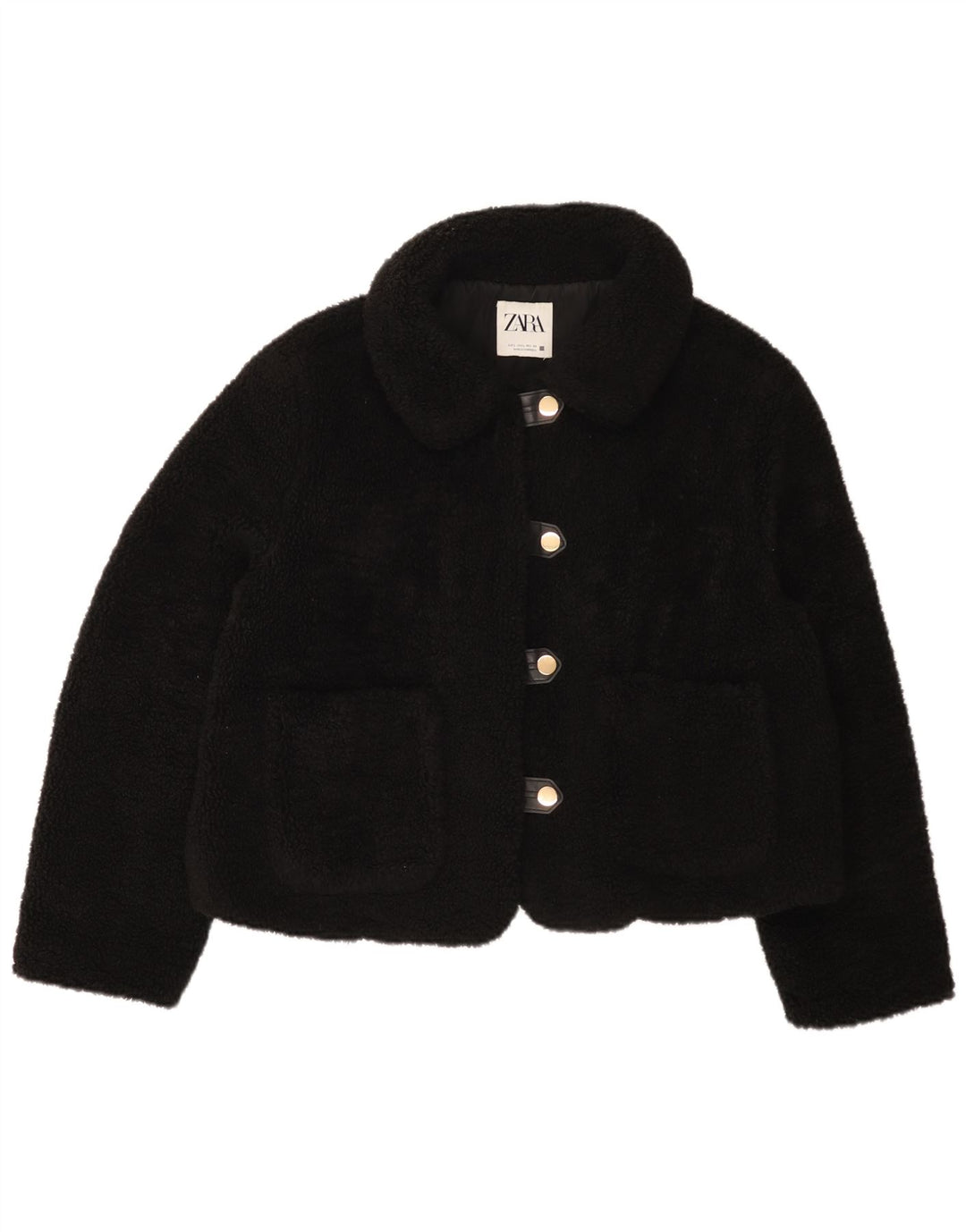 Zara Womens Fleece Jacket UK 16 Large Black Polyester