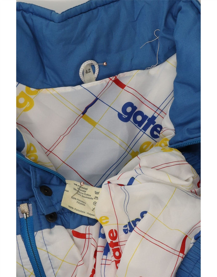Chaqueta de esquí vintage para mujer EU 42 poliéster colorblock azul grande