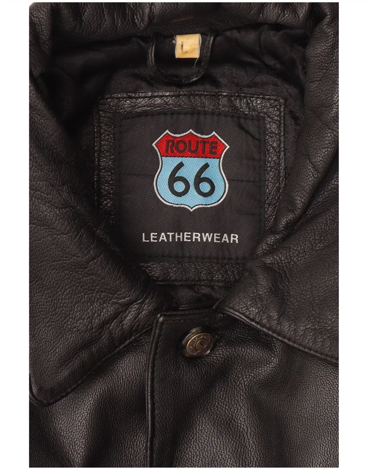 ROUTE 66 Herre læderjakke UK 40 Stor sort læder