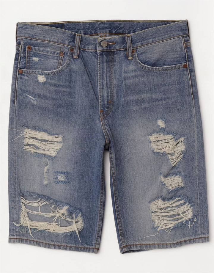 Levi's Mens 508 Distressed Denim Shorts W33 Medum Blue Cotton