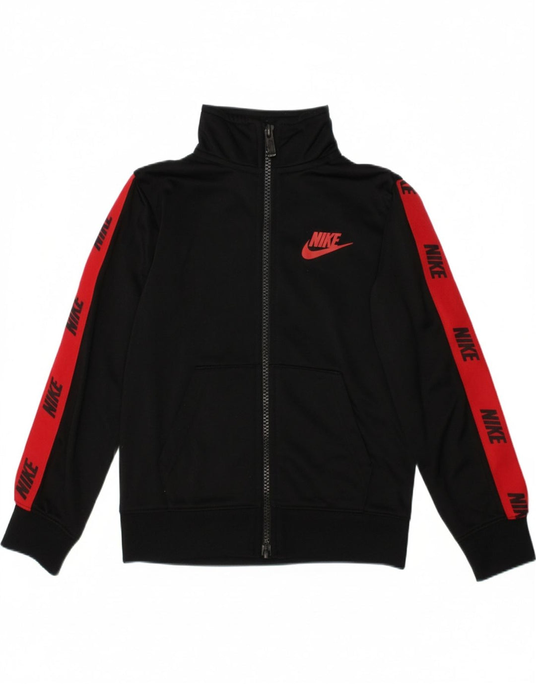 NIKE Boys Graphic Tracksuit Top Jacket 4-5 Years Small Black Colourblock