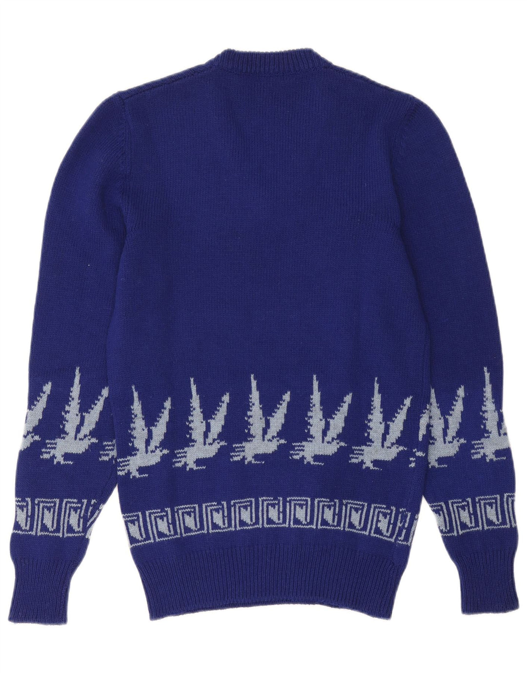 Vintage Herre V-hals sweater Small Blue Fair Isle