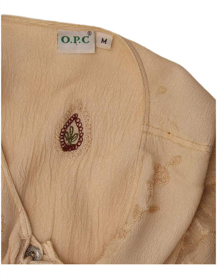 O.P.C Damen-Blusenoberteil UK 14 Mittelbeige geblümte Viskose