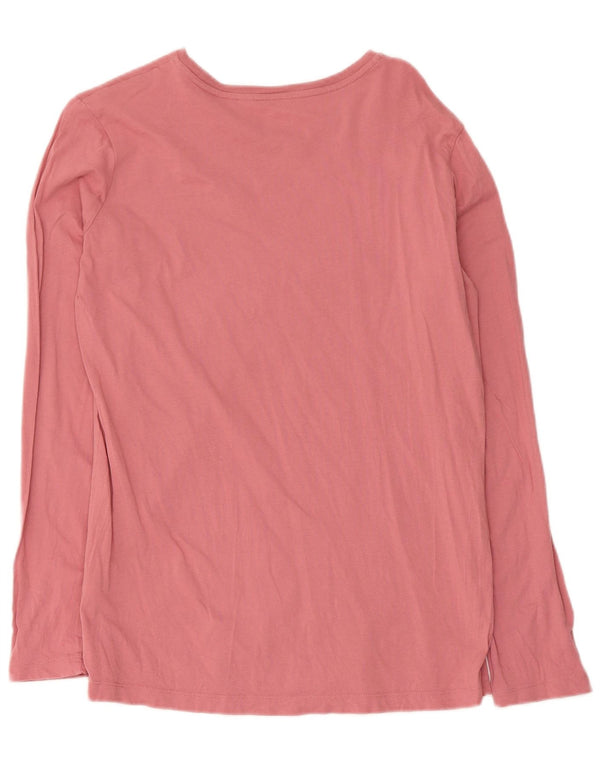Napapijri Womens Graphic Top Long Sleeve UK 14 Large Pink Cotton