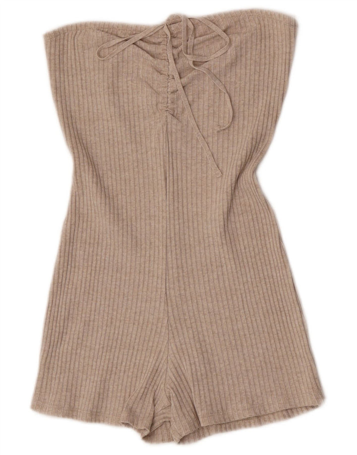 Zara Womens Strapless Playsuit UK 14 Large  Beige