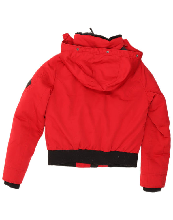 Hollister Damen-Kapuzen-Übergröße, wattierte Jacke, UK 10, Größe S, Rot, Polyester