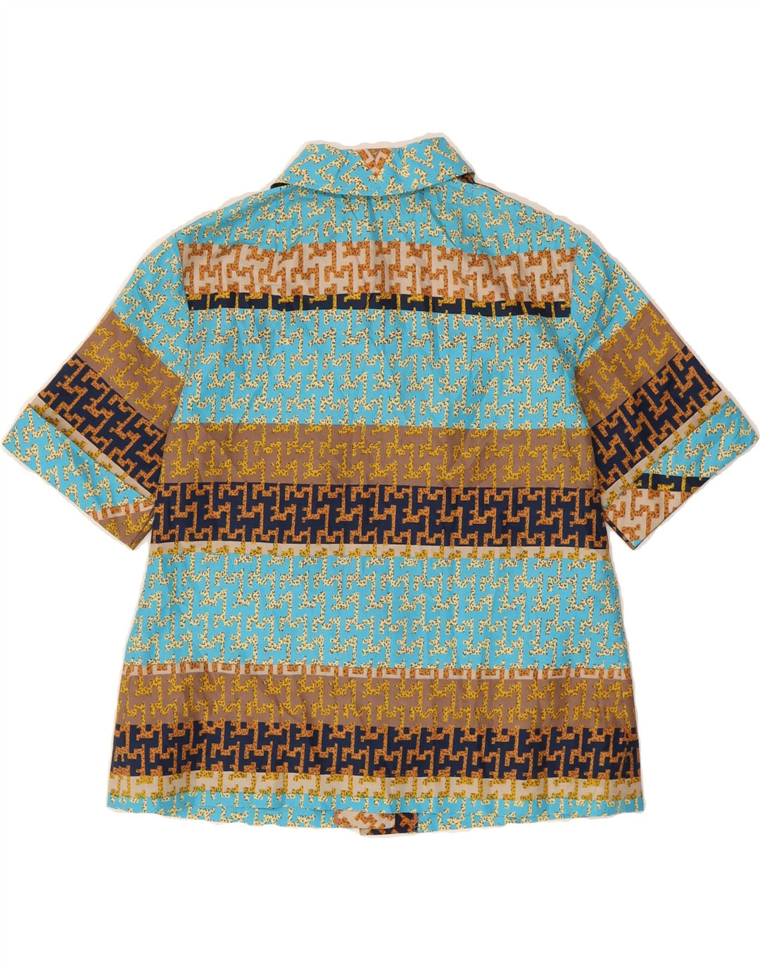 C&A Womens Abstract Pattern Short Sleeve Shirt Blouse EU 46 XL Turquoise Vintage C&A and Second-Hand C&A from Messina Hembry 