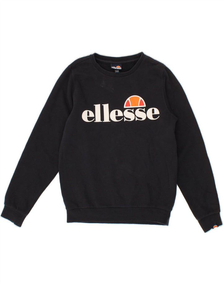 ELLESSE Boys Graphic Sweatshirt Jumper 12-13 Years Black Cotton Vintage Ellesse and Second-Hand Ellesse from Messina Hembry 