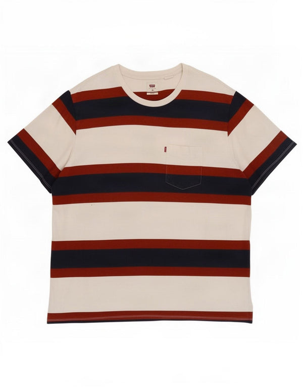 T-shirt rilassata da uomo Levi's Top XL in cotone a righe bianche